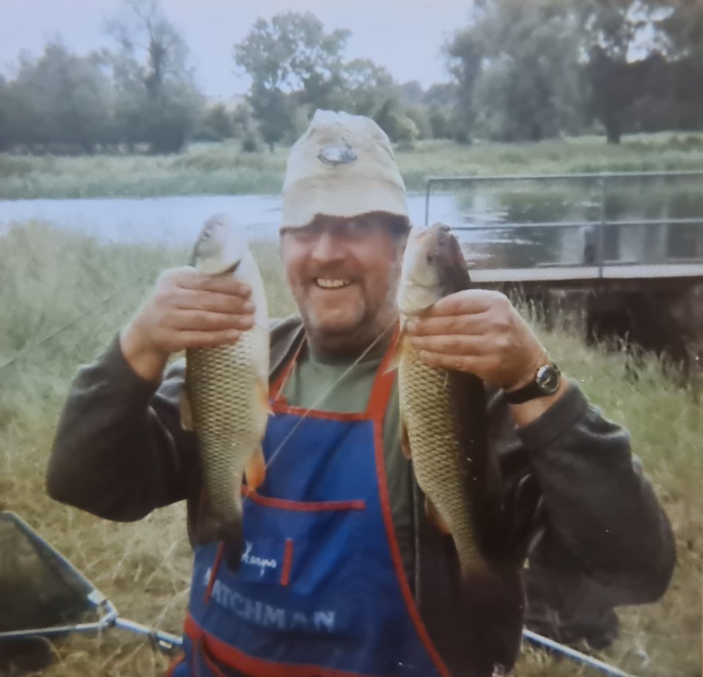 Stan Hall - Freemason's Angling Society Chairman with a brace of Chub at Britford